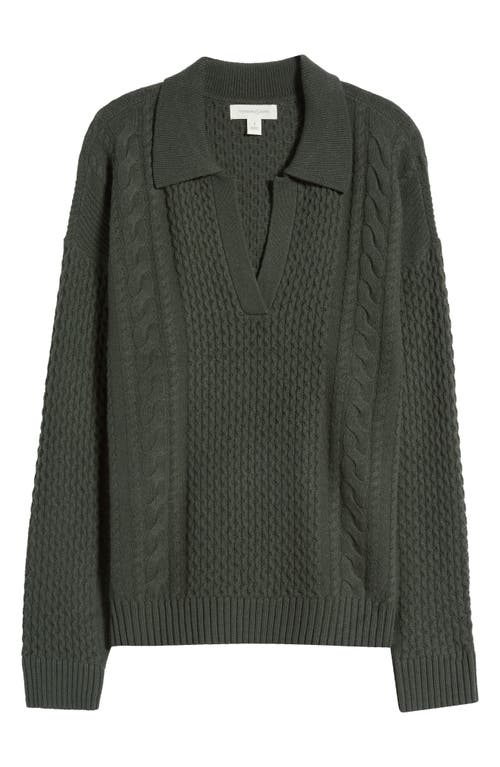 Shop Treasure & Bond Merino Wool & Cotton Cable Sweater In Green Wood