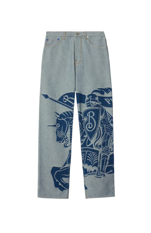 Shop Burberry Ekd Oversized Fit Jeans In Denim Blue