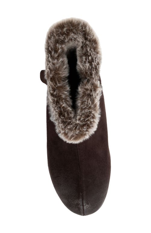 Softwalk ® Helena Faux Fur Trim Bootie In Dark Brown Suede