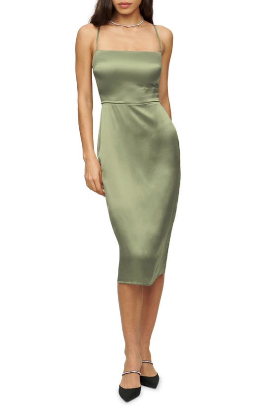 reformation sage green dress Reformation silk sage green dress (available in size 4 & 6) – gather main image 1