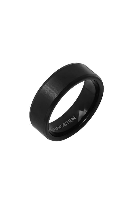 HMY JEWELRY BRUSHED BLACK IP TUNGSTEN BAND RING