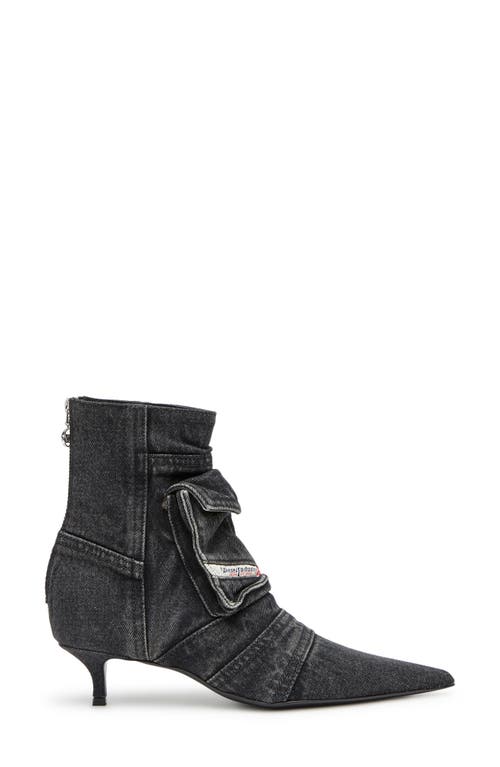 Shop Diesel ® Mismatched Kitten Heel Denim Pocket Bootie In Black