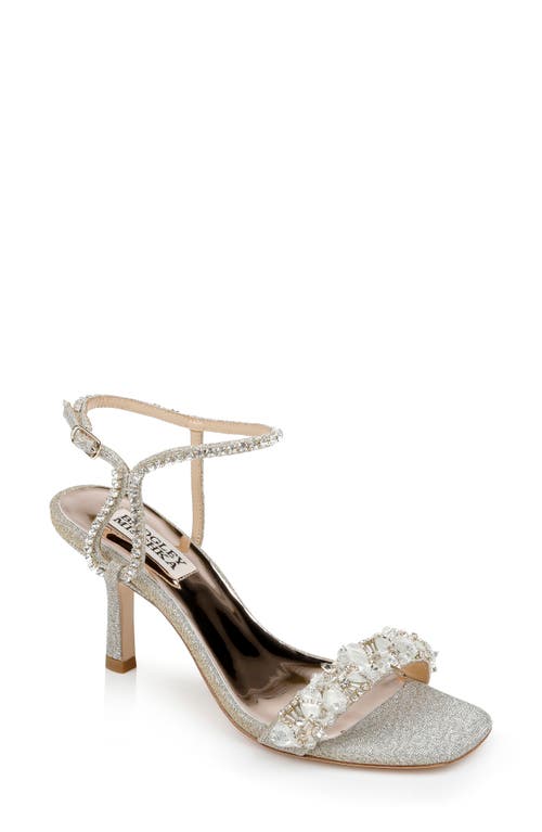 Badgley Mischka Collection Tanika Crystal Ankle Strap Sandal in Platino