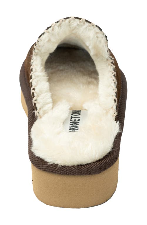 Minnetonka Café Faux Fur Scuff Slipper In Chocolate