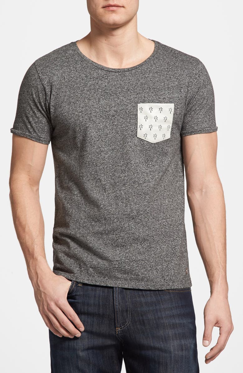 Scotch & Soda T-Shirt with Palm Print Leather Pocket | Nordstrom