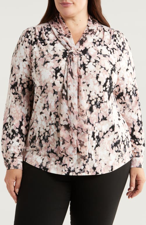 Shop Anne Klein Dot Print Scarf Accent Top In Rose Multi