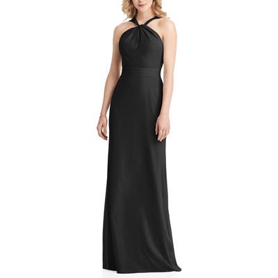 Jenny Packham Twist Halter Neck Trumpet Gown, Black