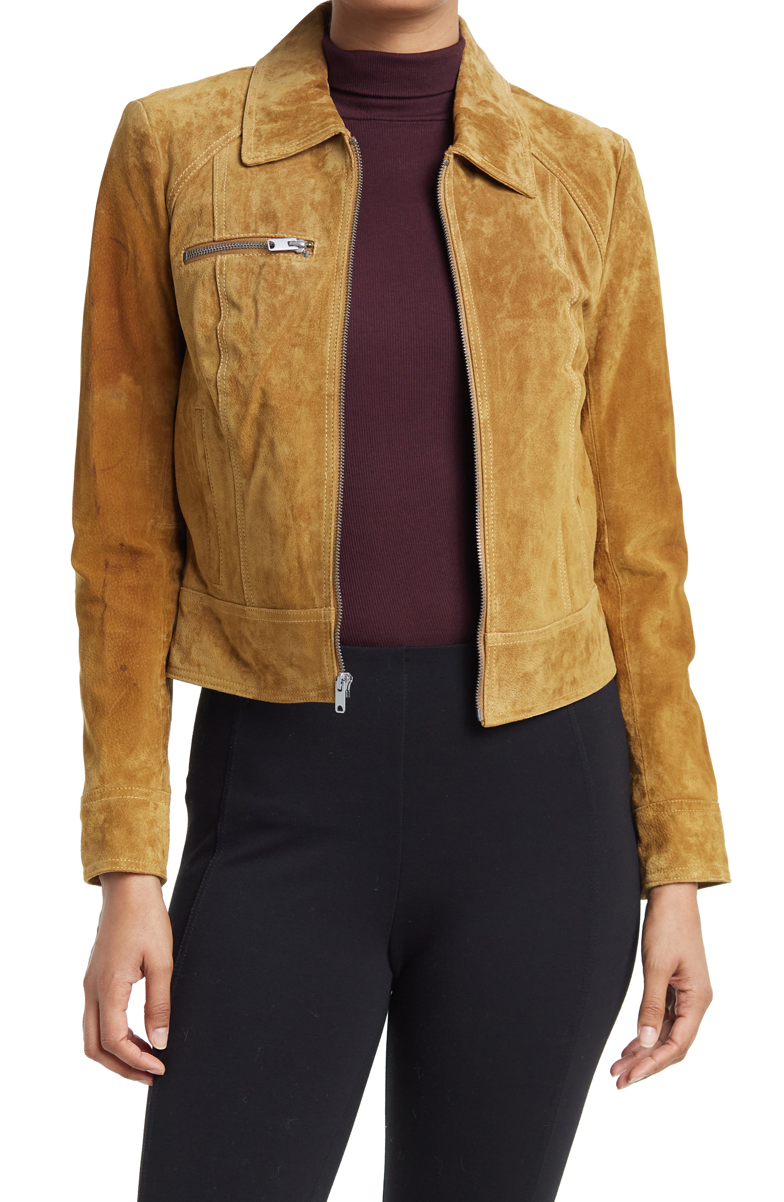 bagatelle leather trucker jacket