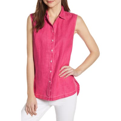 Tommy Bahama New Sea Glass Breezer Sleeveless Linen Shirt, Pink
