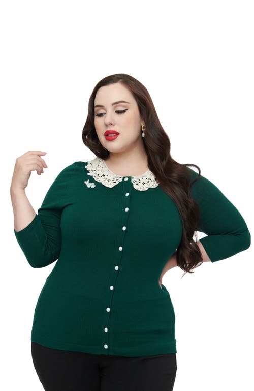 Unique Vintage Plus Size Bookworm Cardigan In Green