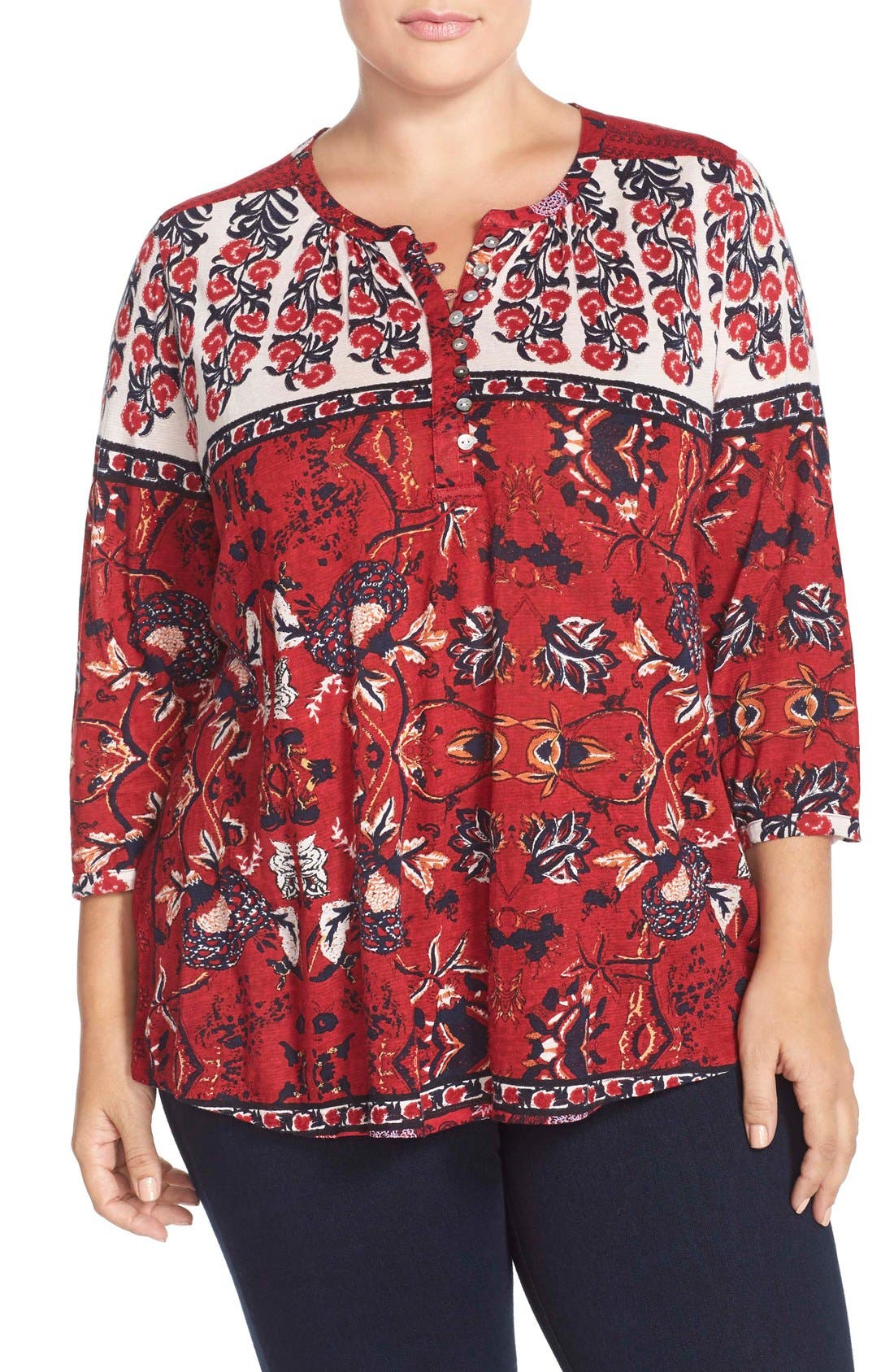 Lucky Brand Floral Scarf Print Top (Plus Size) Nordstrom