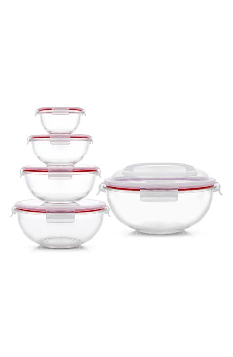 Trudeau Two-tone Nesting Mixing Bowls - Set of 3 - Red, Green