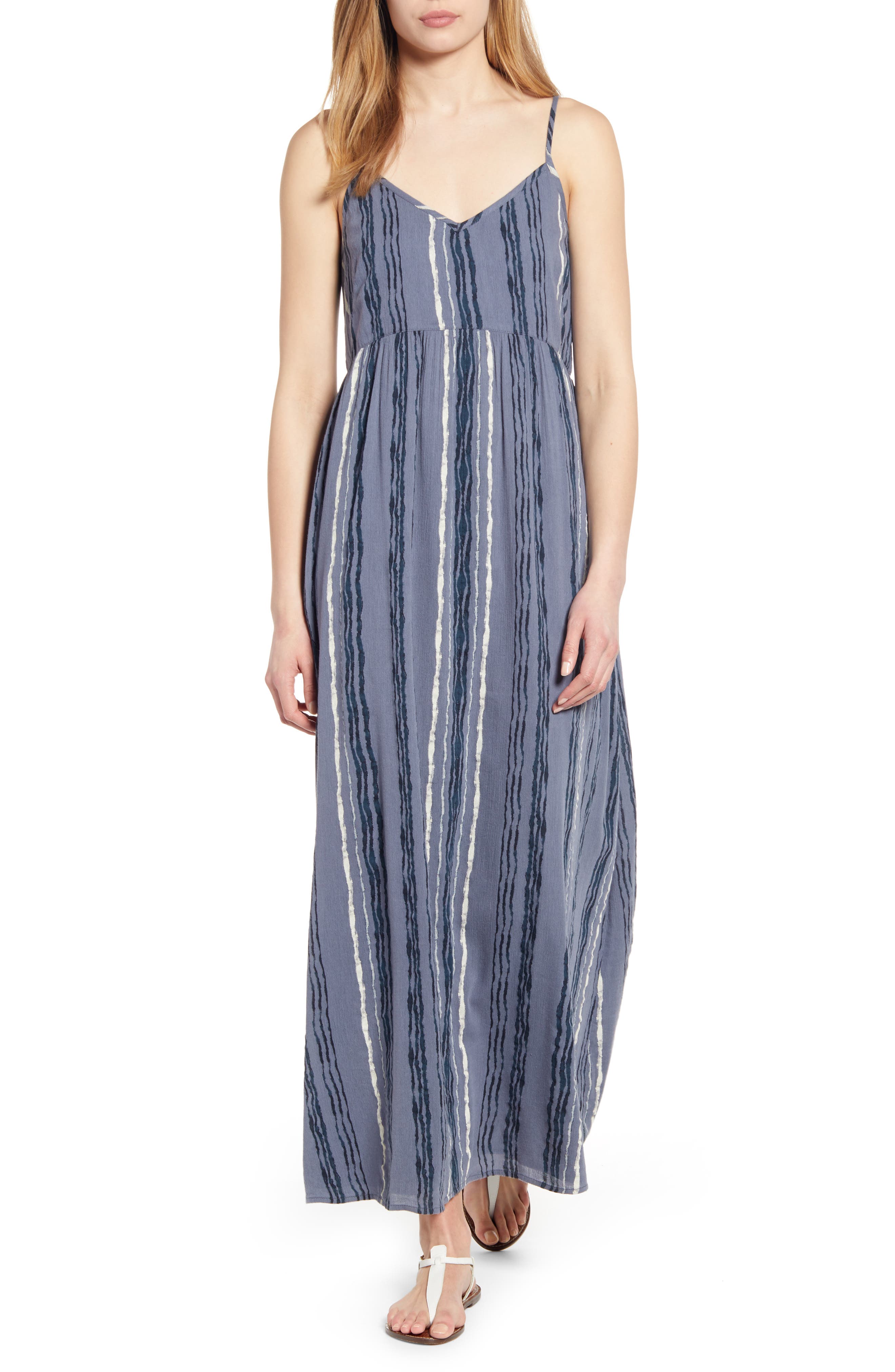 Petite Caslon Print Slip Maxi Dress, Blue