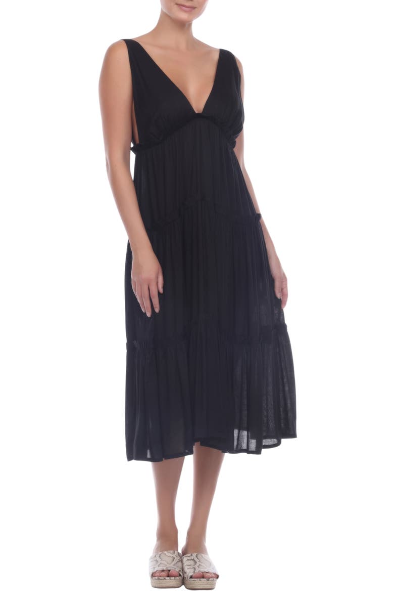 BOHO ME Tiered Midi Dress, Main, color, BLACK