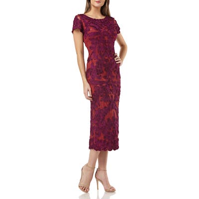 Js Collections Soutache Lace Midi Dress, Red