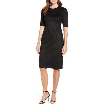 Anne Klein Faux Suede Sheath Dress, Black