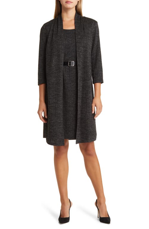 Connected Apparel Belted Sweater Dress with Jacket in Black at Nordstrom, Size 16