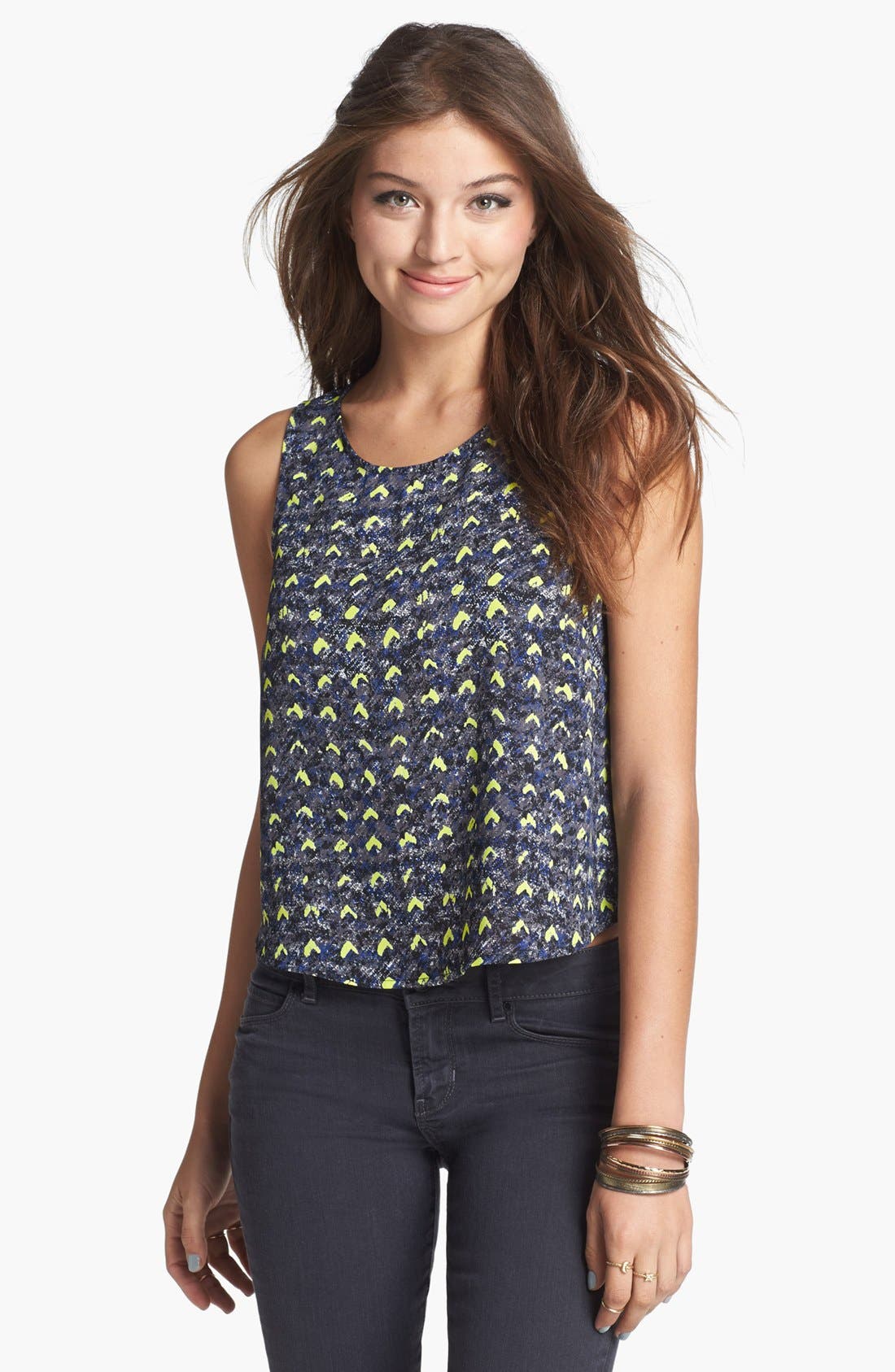 Mesh Yoke Print Crop Tank Nordstrom