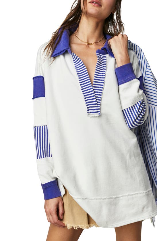 Shop Free People Prep Oversized Polo In Ivory Combo
