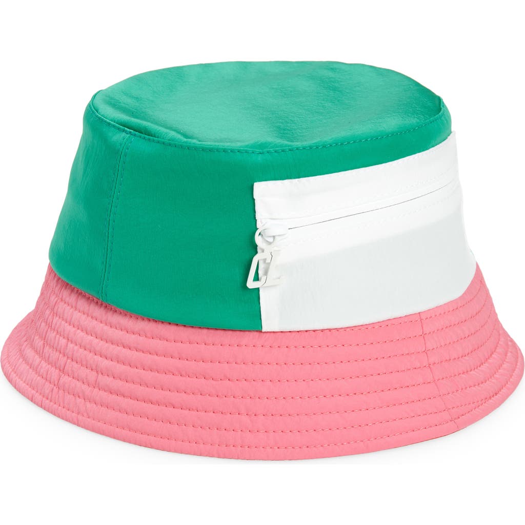 Christian Louboutin Bobiviz Colorblock Bucket Hat With Detachable Visor In Detox-bianco-pink/yellow Ab