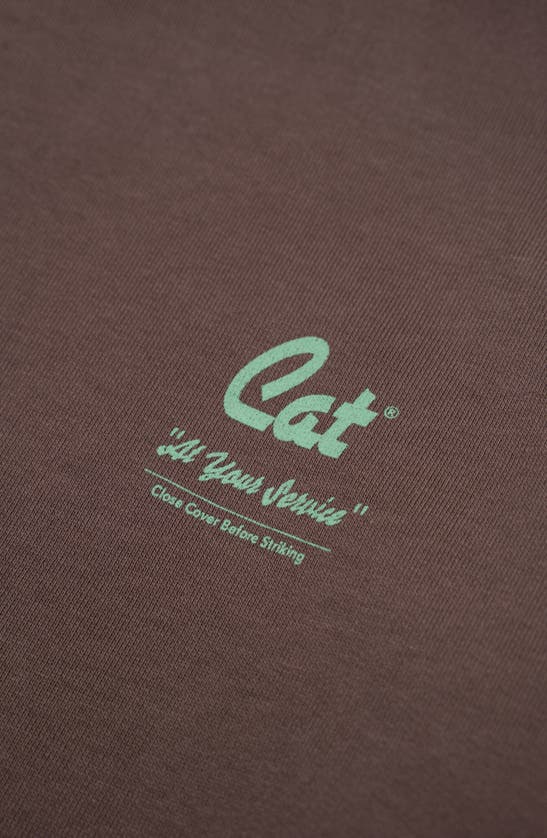 Shop Cat Wwr Service Crewneck Cotton Sweatshirt In Brown