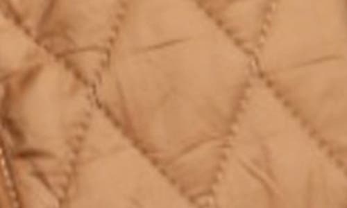 Apny Mixed Media Quilted Vest In Cognac