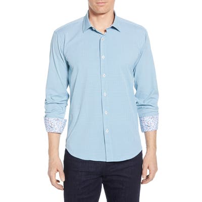 Bugatchi Shaped Fit Performance Sport Shirt, Green