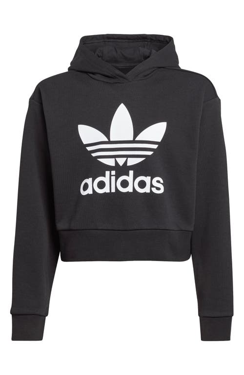 adidas Kids' Adi Lifestyle Trefoil Logo Crop Graphic Hoodie Black at