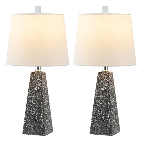 Jonathan Y Owen Contemporary Resin Led Table Lamp In Dark Gray Terrazzo