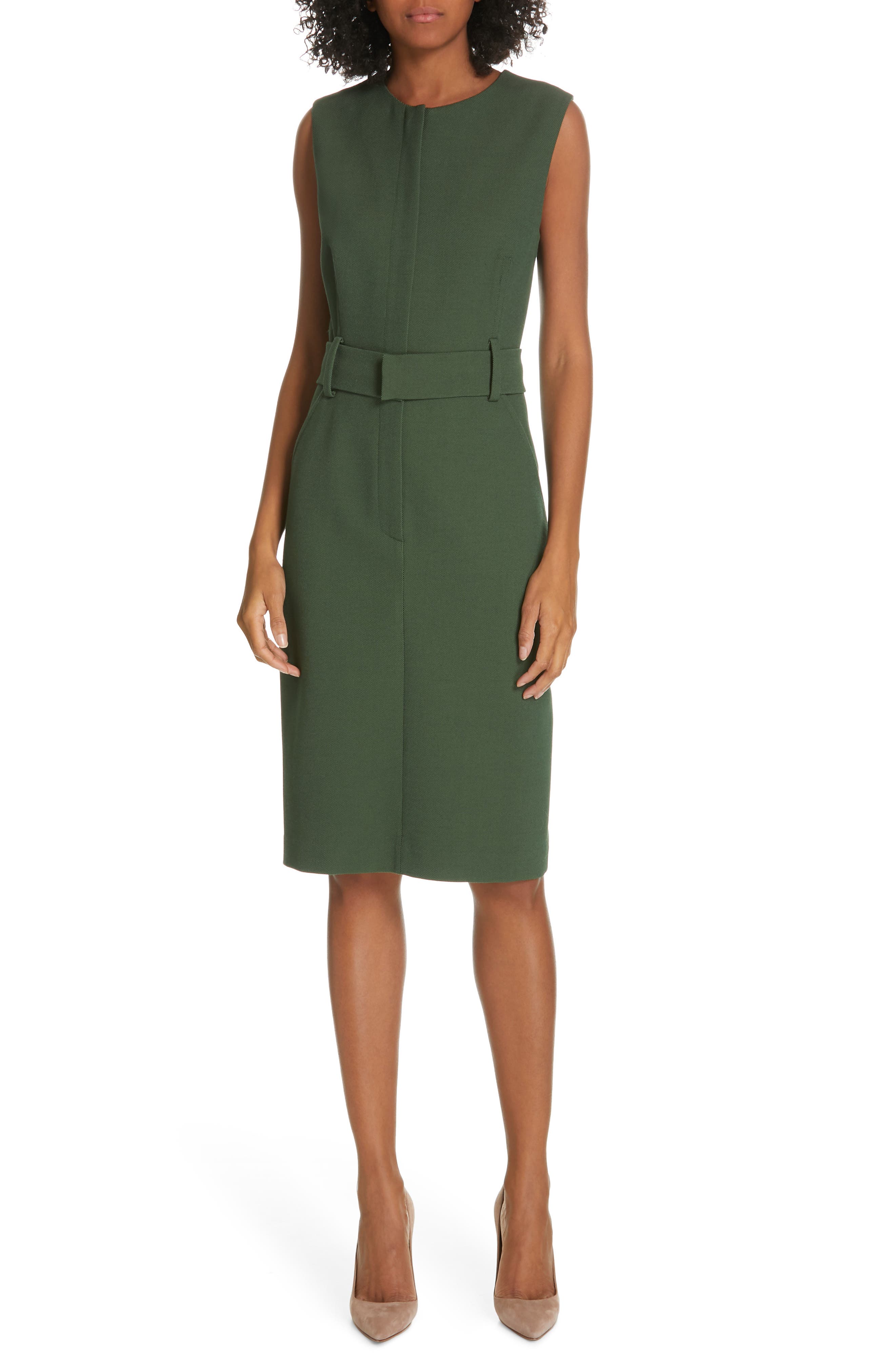 Judith & Charles Edge Belted Dress, Green