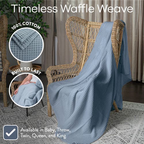 Comfy Cubs Adult Waffle Blanket In Pacific Blue