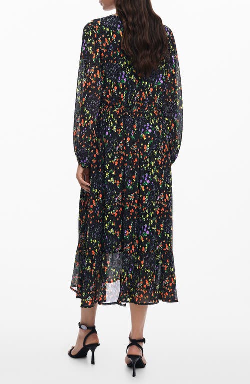 Desigual Floral Midi Dress In Black