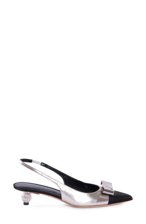 Shop Giambattista Valli Pointed Toe Slingback Pump In Silver/silver