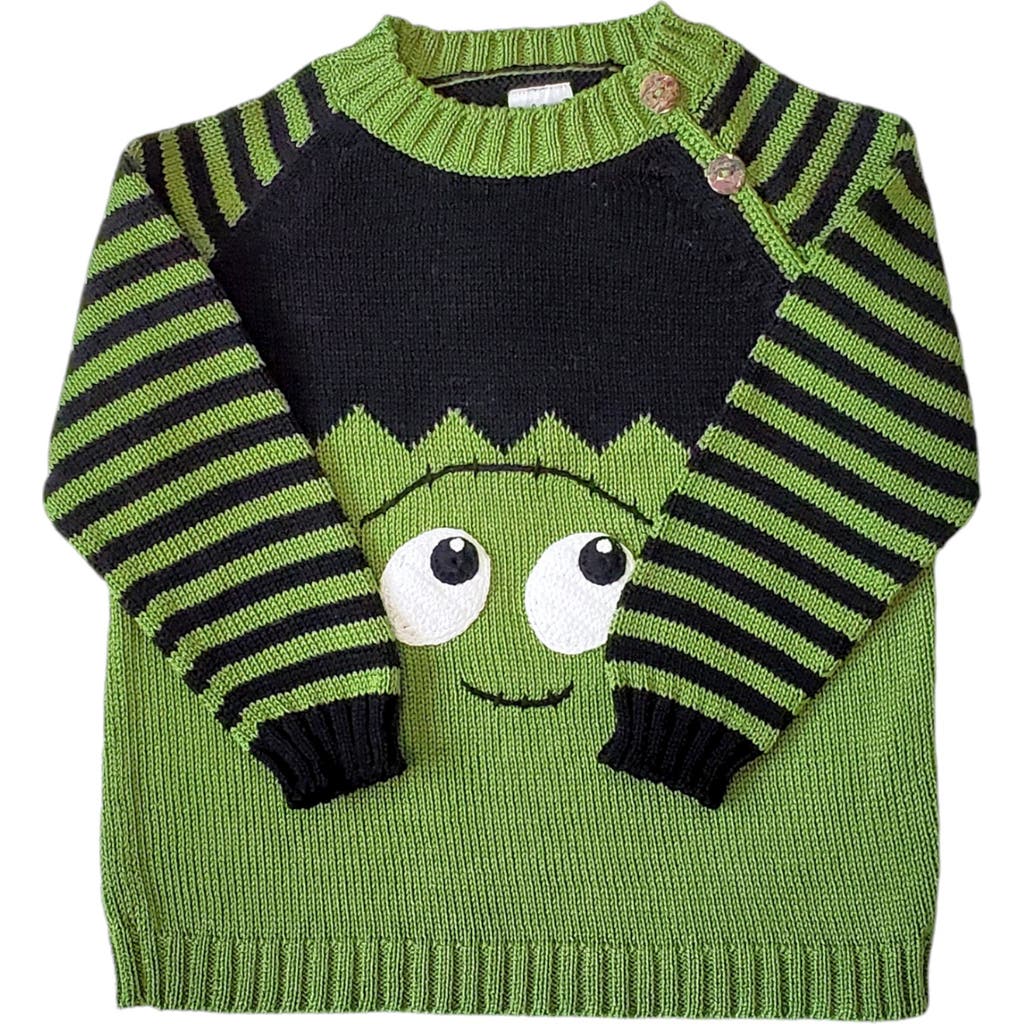 Melange Collection Little Monster Halloween Sweater In Green