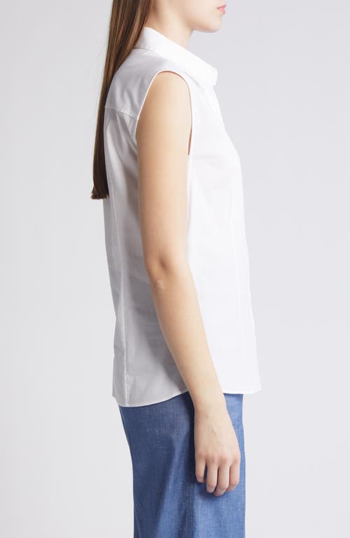 Hugo Boss Bashiva Poplin Sleeveless Blouse In White
