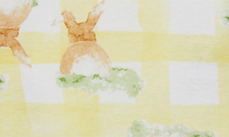 Burt's Bees Baby Babies' Kids' Bunny Plaid T-shirt & Pants Pj Set In Lemon Drop