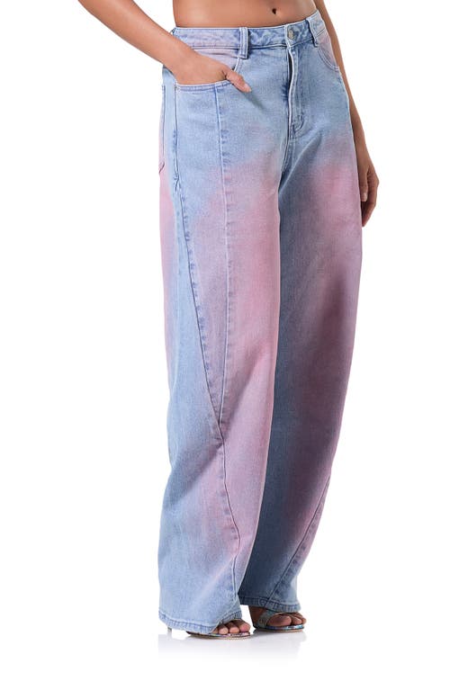 Shop Afrm Archer High Waist Barrel Leg Jeans In Blue Pink Denim Wash