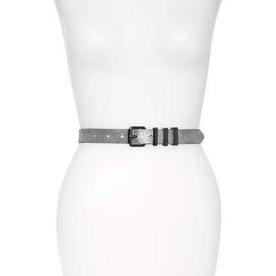 Rebecca Minkoff Shimmer Metallic Leather Belt, Metallic Silver / Gunmetal