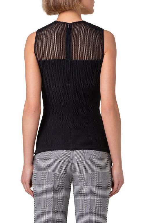 Shop Akris Punto Round Neck Mesh Top In Black