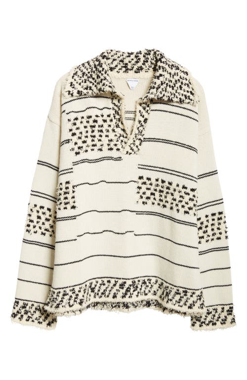 Shop Bottega Veneta Mixed Knit Cotton & Wool Polo Sweater In 9125 Multi Seasalt