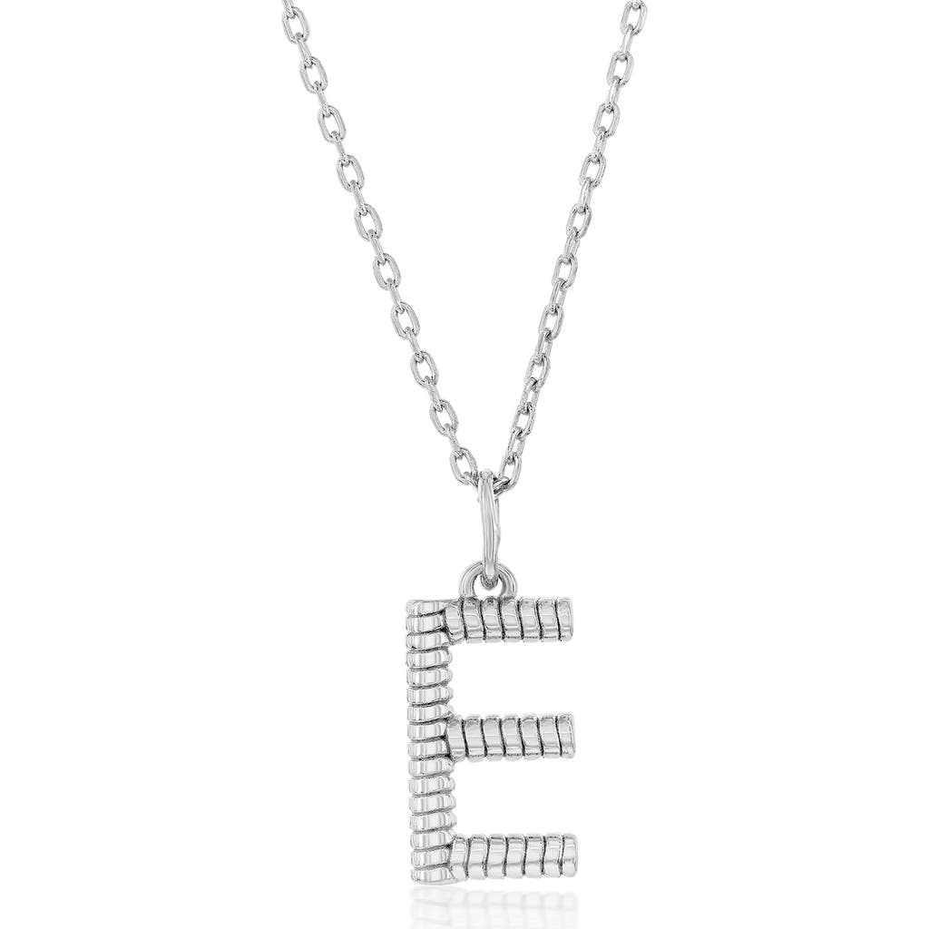 Simona Croissant Initial Pendant Necklace In Silver- E
