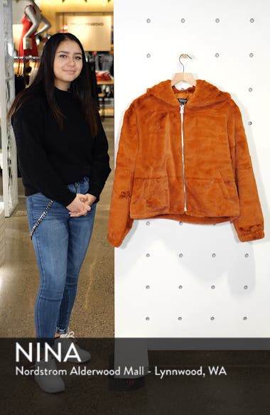 Topshop faux fur zip hoodie Clearance