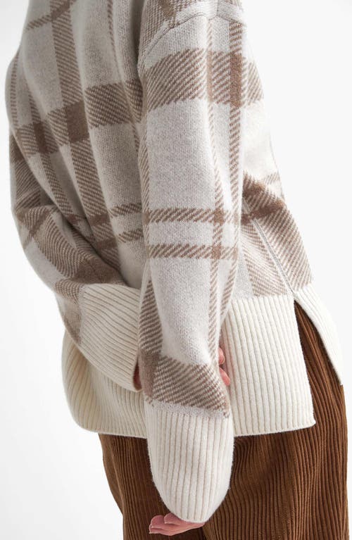 Shop Barbour Deanna Plaid Wool Blend Mock Neck Sweater In Winter White Tartan