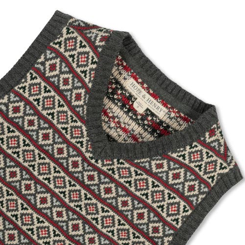 Hope & Henry Boys' Organic Intarsia Sweater Vest, Kids In Merry Intarsia Stripe