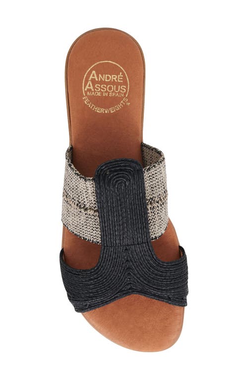 Shop Andre Assous André Assous Noor Raffia Slide Sandal In Black/beige