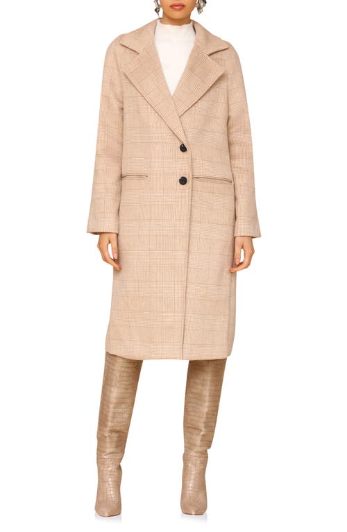 Shop Avec Les Filles Walker Raglan Coat In Soft Brown Plaid