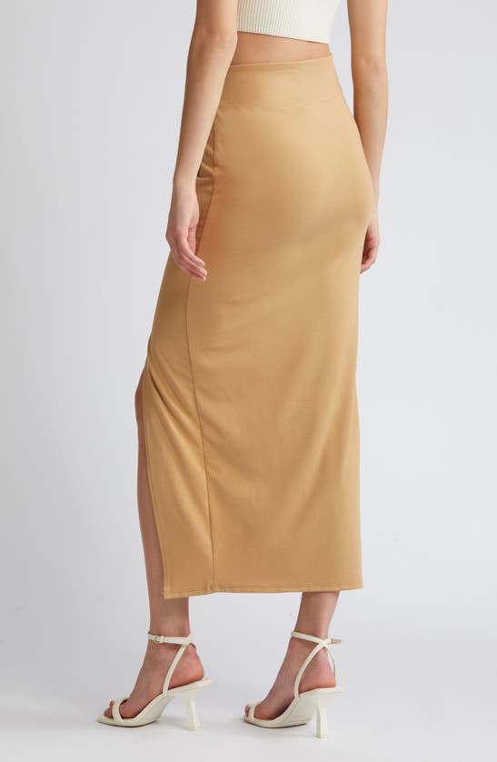 Shop Open Edit Twist Front Maxi Skirt In Tan Cartouche