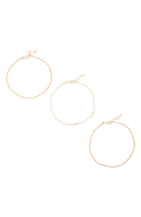 Nordstrom Rack 3-pack Mix Chain Anklets In Gold