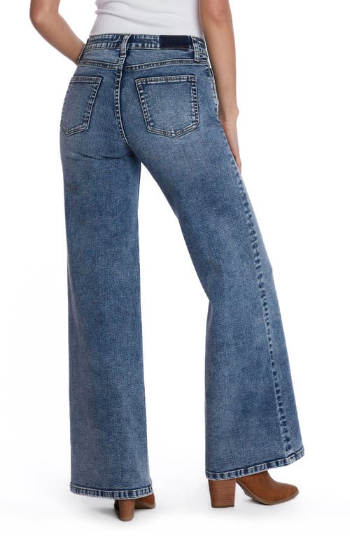 Hint Of Blu High Waist Wide Leg Jeans In Sunwashed Blue