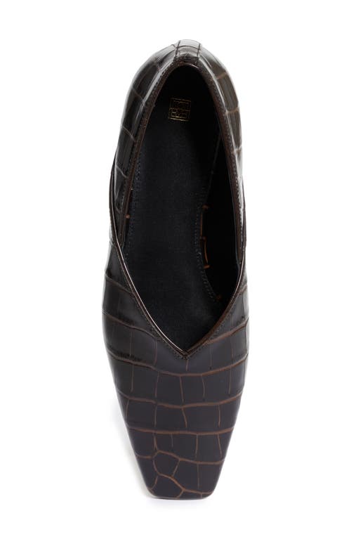 Totême Toteme Croc-embossed Leather The Everyday Ballet Flats In Dark Brown